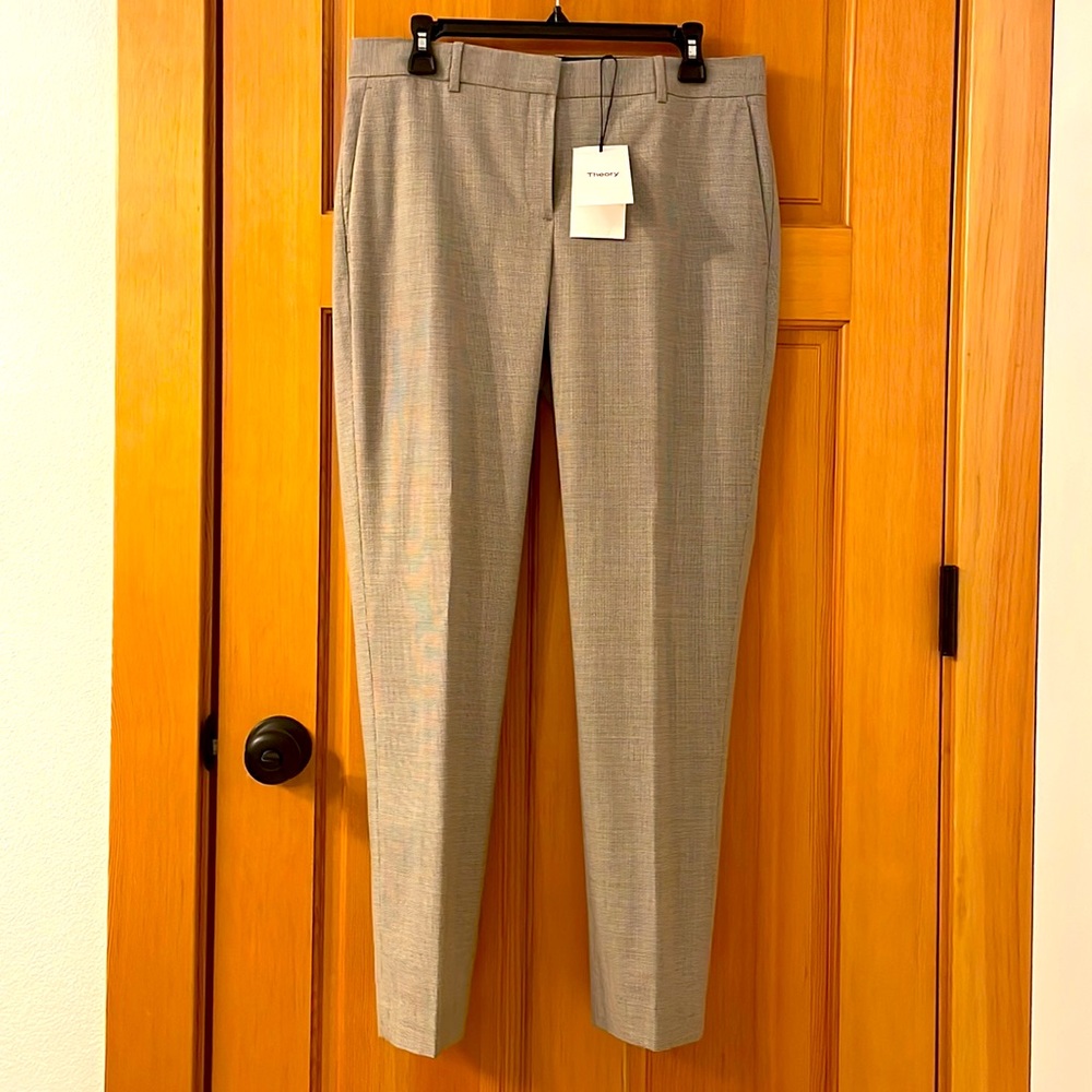 Theory Grey Multi Hounds Wool dress pants
